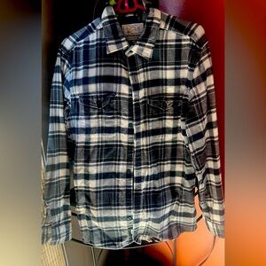 American Eagle Outfitters Black and White Plaid Casual Button Down Shirt